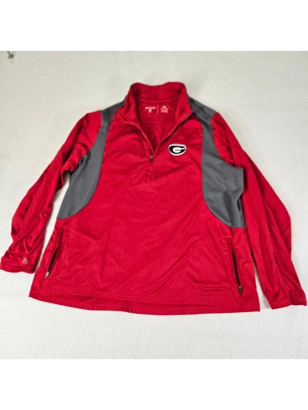 Antigua Georgia Bulldogs Quarter Zip Pullover XXL Womens Red Athletic Jacket UGA